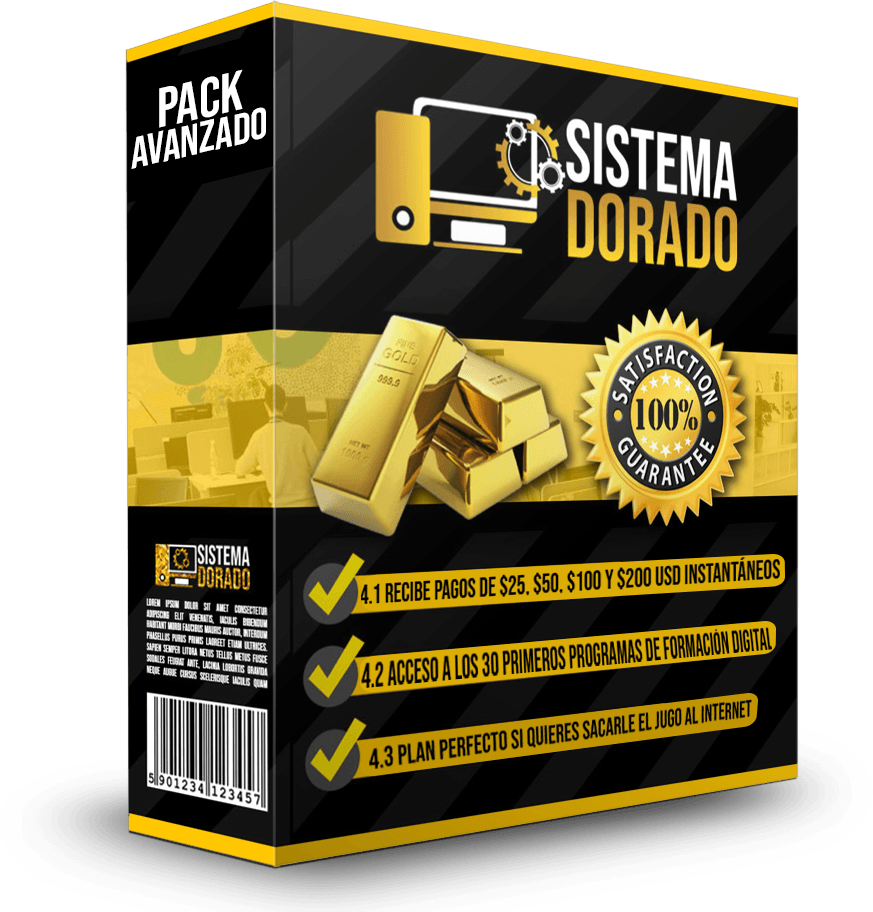 Paquete Avanzado sistema dorado - gana comisiones del 100% y pagos diarios